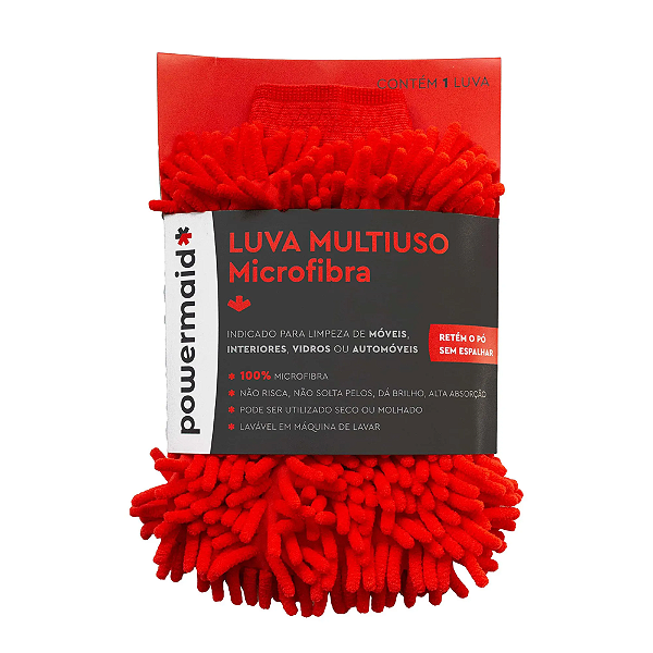 Luva Microfibra Chenile Tam Unico Vermelho - POWERMAID