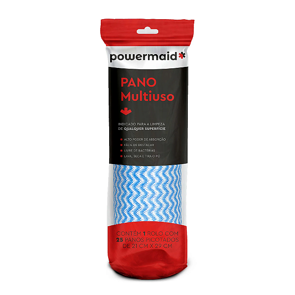 Pano não Tecido Multiuso Rolo 25 pcs Azul - POWERMAID