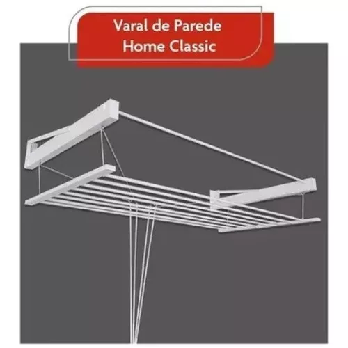 Varal De Parede Sobe E Desce Manual Classico 60 Cm Aluminio