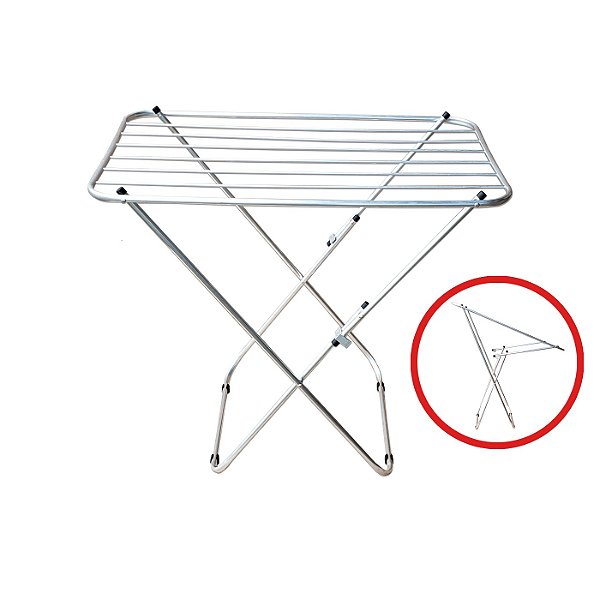Varal De Chão Aluminio Sem Abas Com Pintura Eletrostática Prata - Bitenfer Varais