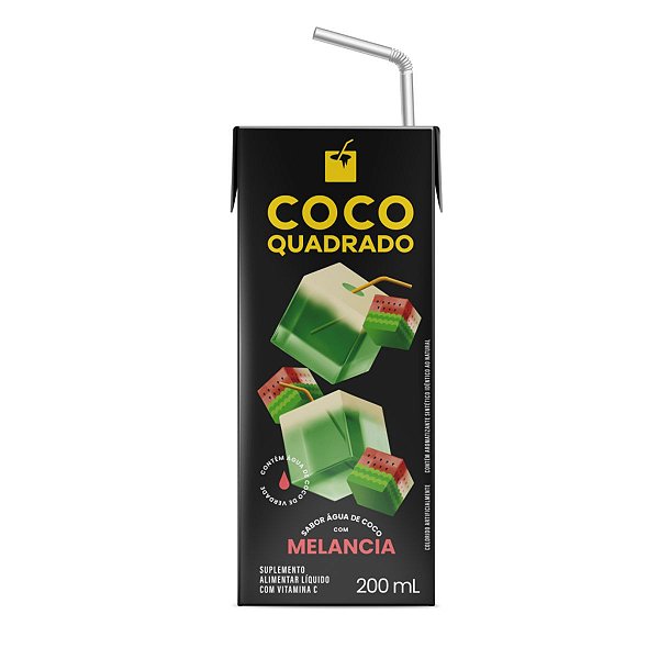 Água de Coco - Coco Quadrado 200ml Sabor Melancia (Caixa com 27 unidades)