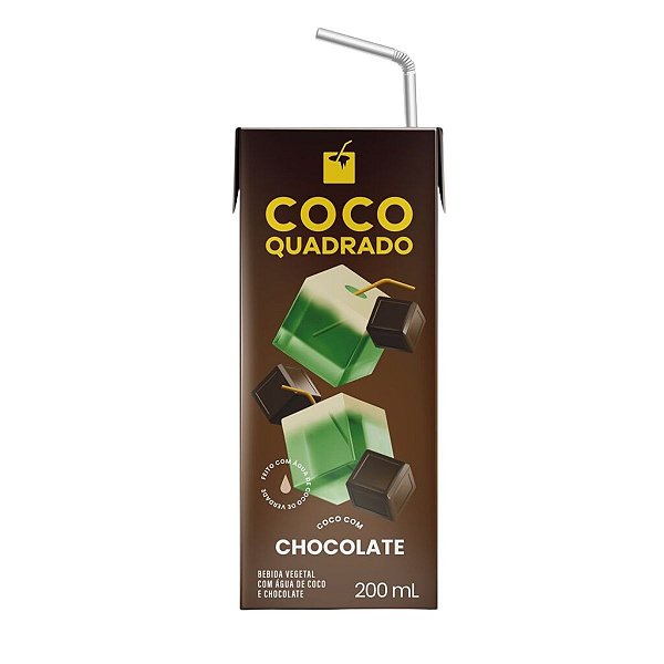 Água de Coco - Coco Quadrado 200ml Sabor Chocolate (Caixa com 27 unidades)