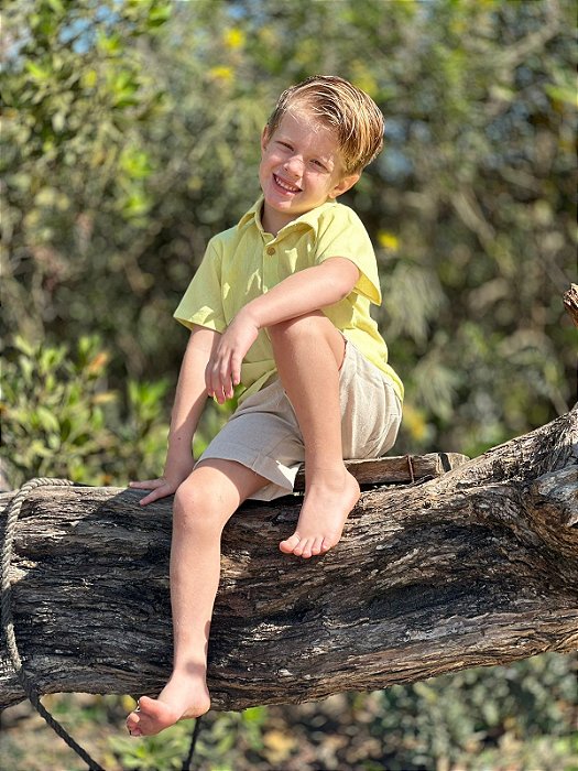 conjunto em linho amarelo