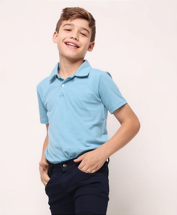 Camisa gola polo azul