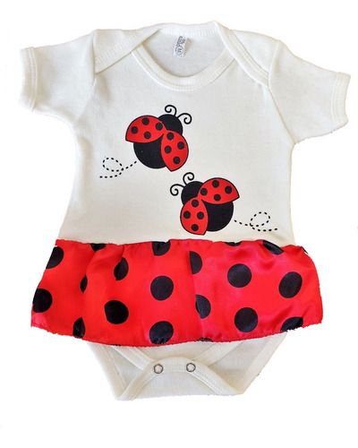Body bebê  joaninha com saia