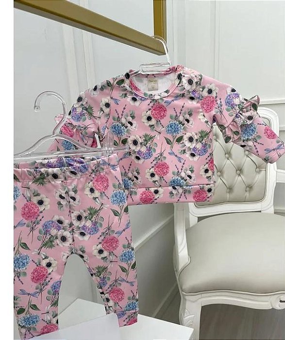 Conjunto Bebê Rosa Flores