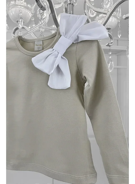 Blusa Infantil Nude com Laço