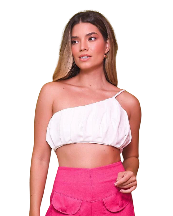 Cropped Scuba Top Gringa Alça Única - Mademoiselle Modas