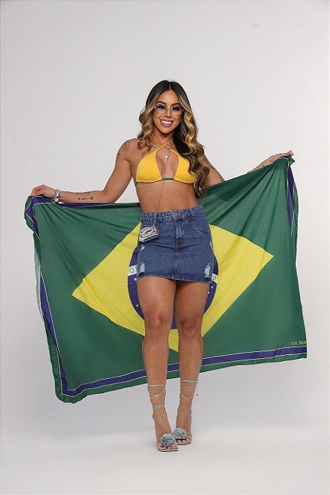 Saia Jeans Feminina Cintura Alta Com Barra Lavagem Escura e Destroyed- Sem Elastano