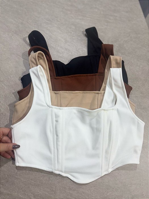 Cropped Corset Scuba Com Alça