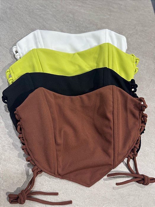 Corset Scuba Formato Coração com Detalhes de Amarração