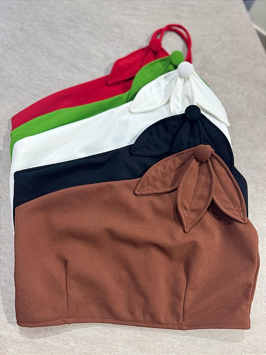 Cropped Scuba com Detalhe de Folha Sobreposta