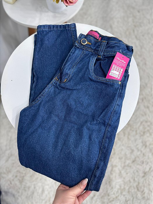 Calça Jeans MOM Cintura Alta Básica Lisa Lavagem Azul Escura | Sem Elastano