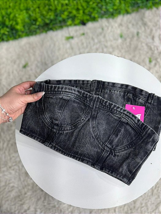 Cropped Jeans Feminino Sem Bojo Tomara Que Caia Lavagem Estonada Com Zíper - Blogueira