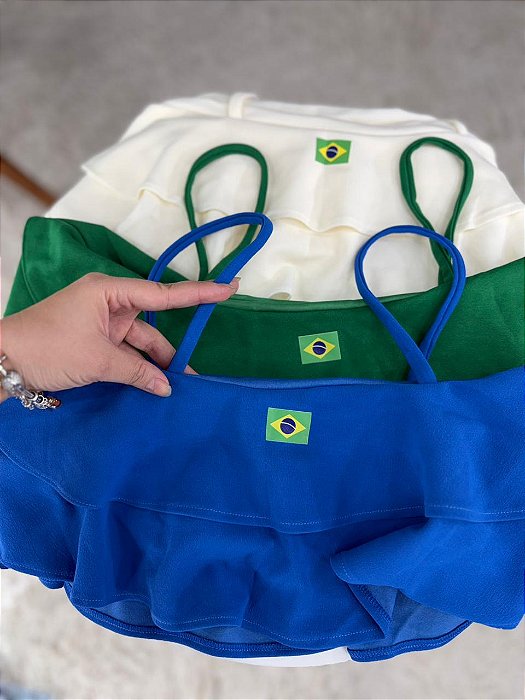 Cropped Scuba Feminino Babadinho Brasil | Coleção Copa Do Mundo - Tamanho Único