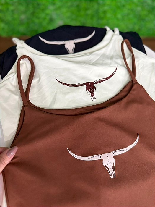 Cropped Feminino Poliamida Estilo Country Touro