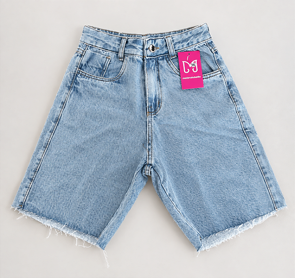 Bermuda Jorts Jeans Feminina Cintura Alta 100% Algodão Sem Elastano Modablogueira