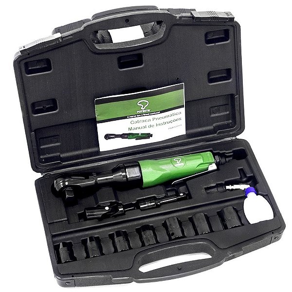 Kit Catraca Pneumática 1/2 Pol. com 12 Peças e Maleta - PNW120208