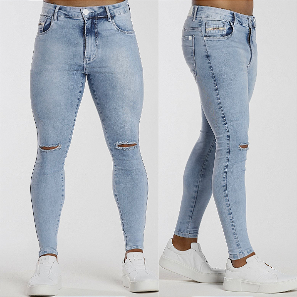 Calça Jeans Corte no Joelho Clara