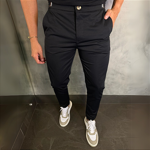 Calça Alfaiataria Mônaco com regulagem lateral – Preto