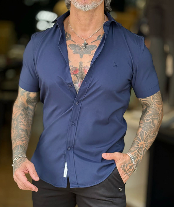Camisa Tecnológica MC Azul Marinho