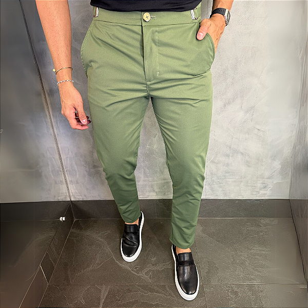 Calça Alfaiataria Mônaco com regulagem lateral – Verde