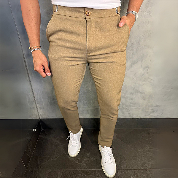 Calça Alfaiataria Bariloche com regulagem lateral – khaki