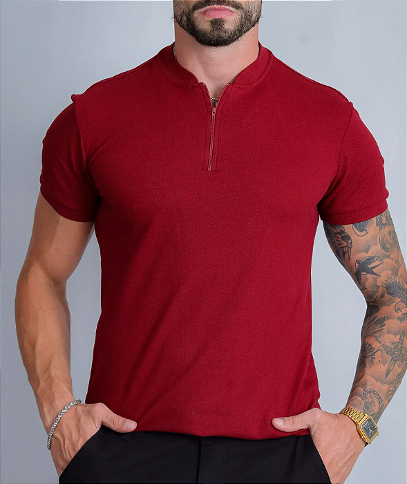 Polo Enzo Ziper Vermelho