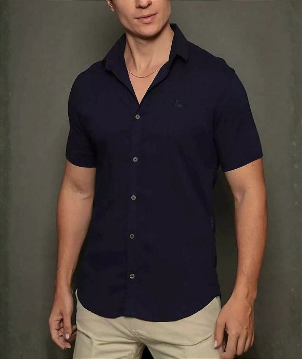 Camisa Dubai Gola Tradicional Azul Marinho
