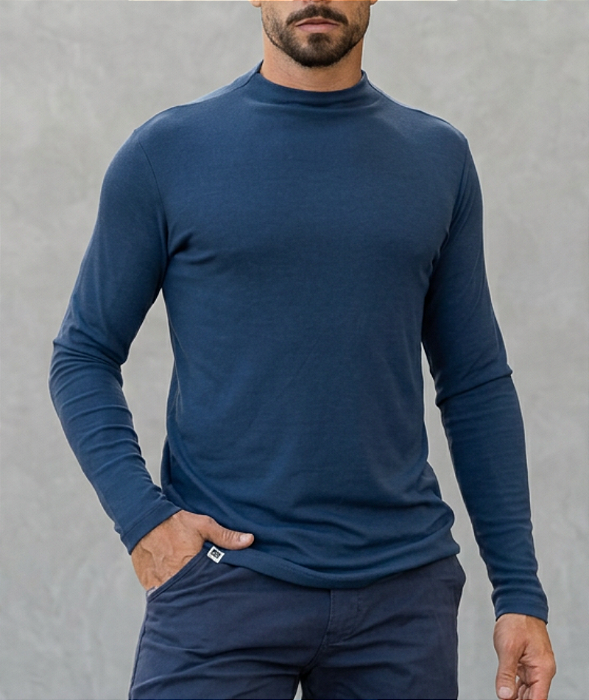 Blusa Gola Canelada Azul
