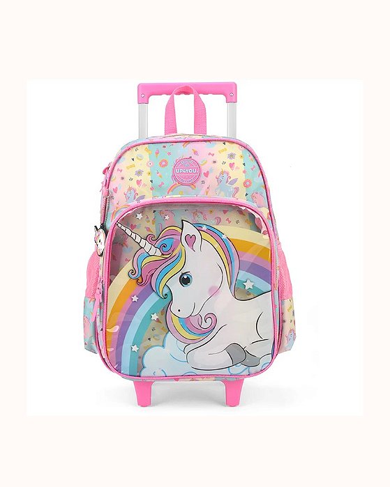 Mochila infantil, com rodas, UP4YOU Unicórnio, Rosa