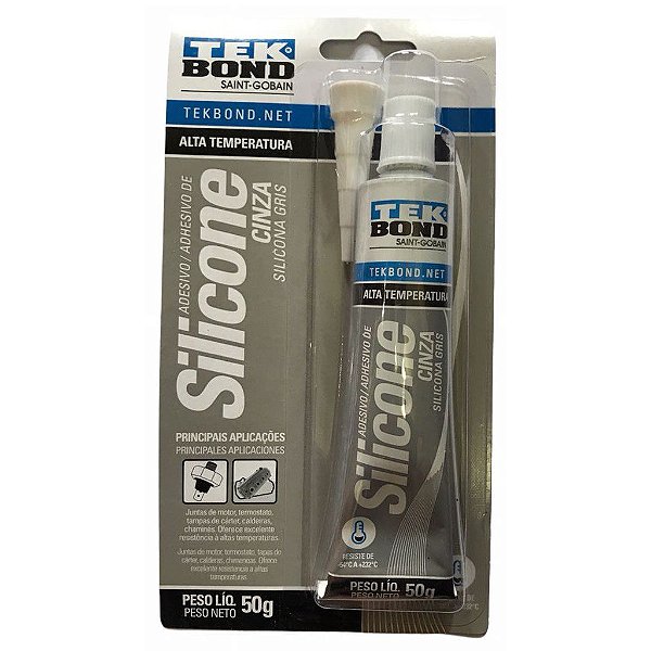 Cola Silicone Alta Temperatura Automotivo Tekbond cinza 50g