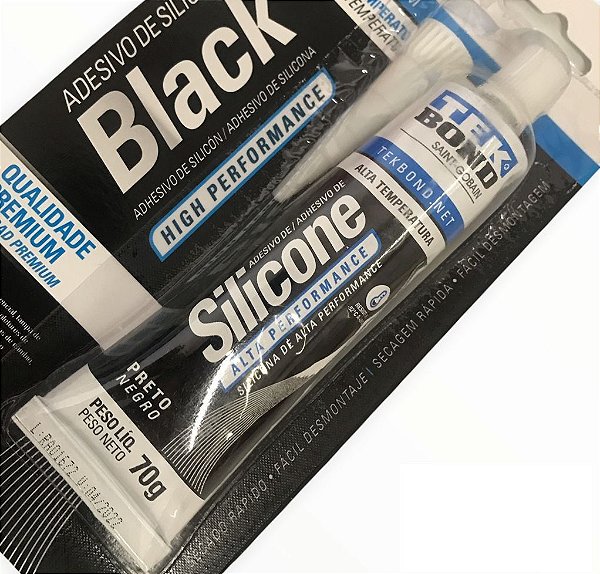 Cola Silicone Black Alta Temperatura Automotivo Tekbond 70g