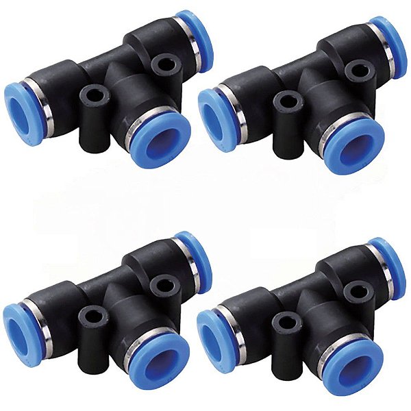 Conexão Pneumática Kit União Engate Em T Pu 06mm 4 Peças