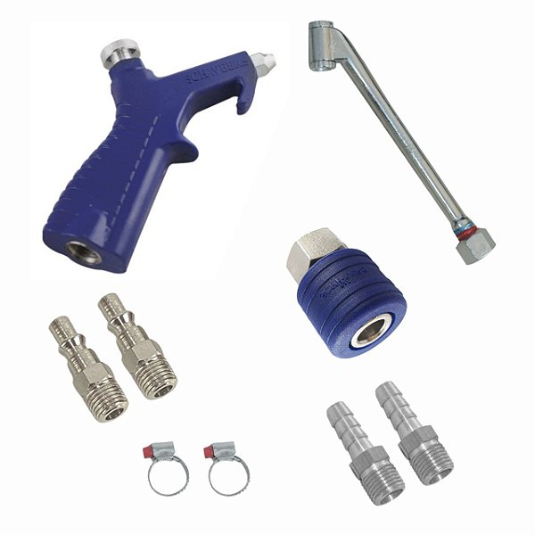Kit Bico Encher Pneu Com Engate Rápido  Assoprador  Pinos