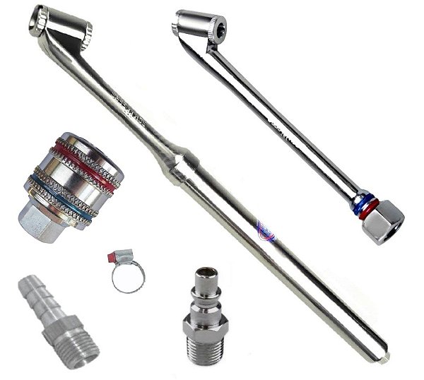 Kit Bico Encher Pneu Com Eng Rápido  Calibrador  Pino