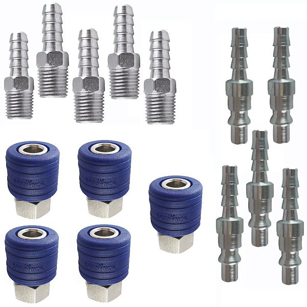 Kit Compressor Espigão Pino Engate Rápido Capa plástica