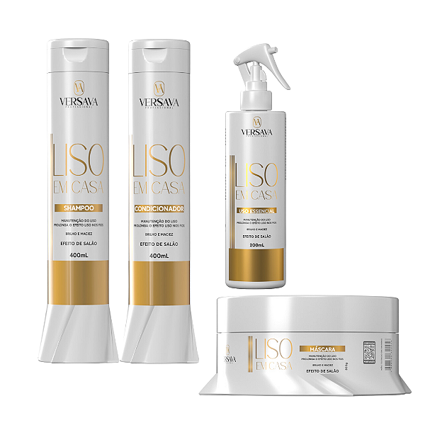 Kit Liso em Casa Shampoo Condicionador e Mascara e Spray Uso Essencial