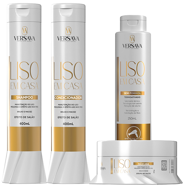 Kit liso em casa Shampoo condicionador Máscara e Escova Progressiva