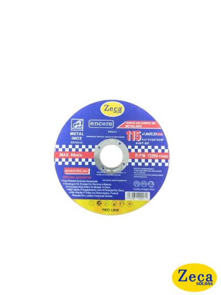 Disco de Corte 4 ½” x 1/25” x 7/8” (115mm x 1,0mm x 22,2mm)