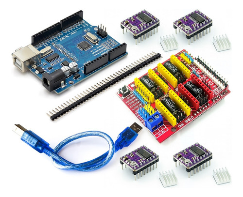Cnc Shield V3 Placa Compatível Ao Arduino 4 Driver Drv8825