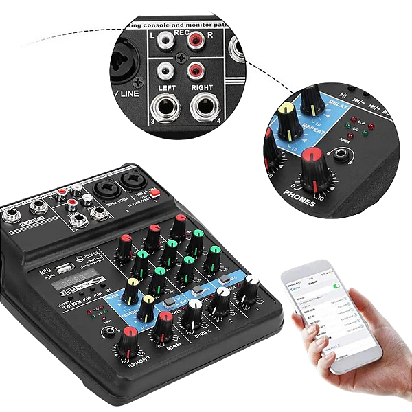 Mesa De Som Interface 4 Canais Teyun 24 Tipos De Efeitos Voz