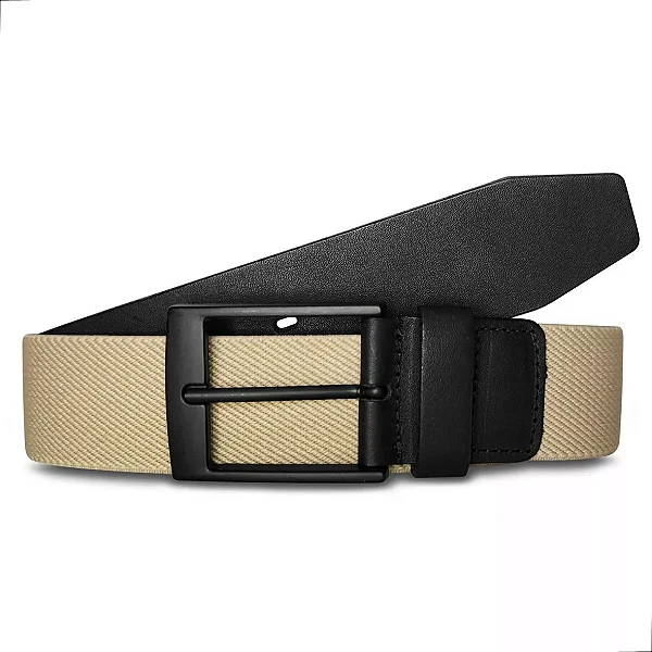 Cinto Elastico E Couro Slim Oldmoney Masculino Legitimo Bege