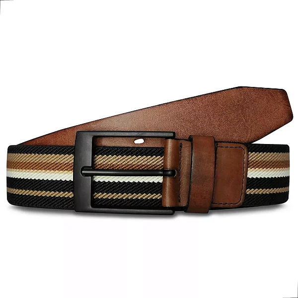 Cinto Couro Slim Oldmoney Masculino Legitimo Marrom Listra