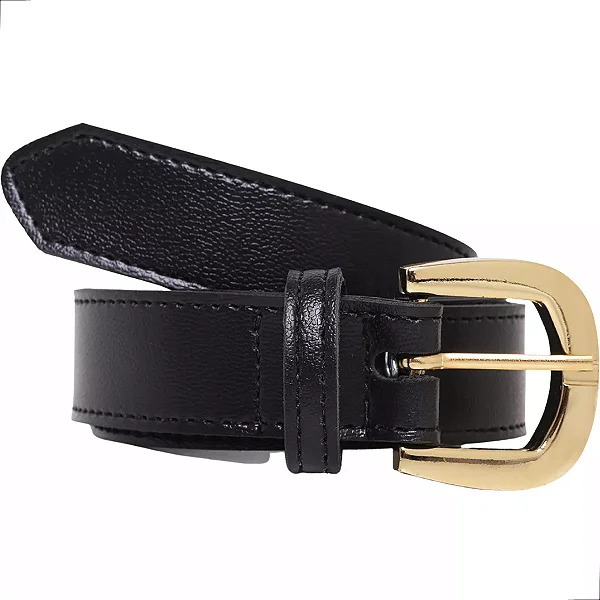 Cinto Slim Fino Feminino Couro Legítimo Preto