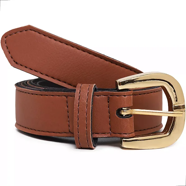 Cinto Slim Fino Feminino Couro Legítimo Marrom