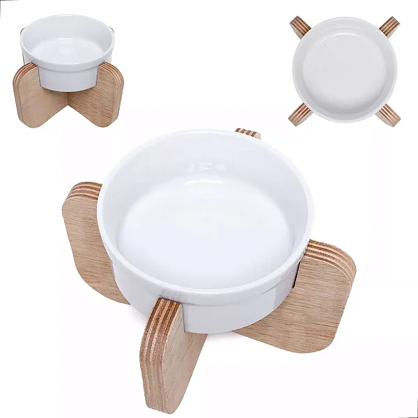 Comedouro Pet Bebedouro Cachorro Gato Elevado Simples Tam P Marrom-claro
