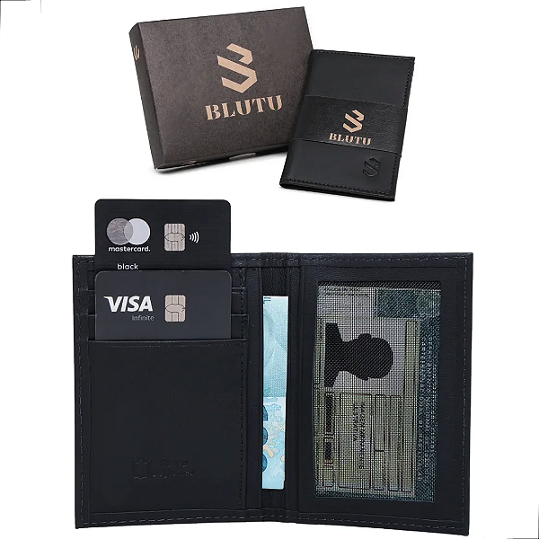 Carteira Masculina Porta Cartões Slim E Cnh Couro Verdadeiro