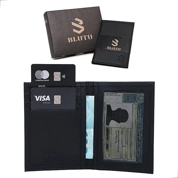 Carteira Masculina Porta Cartões Slim E Cnh Couro Verdadeiro