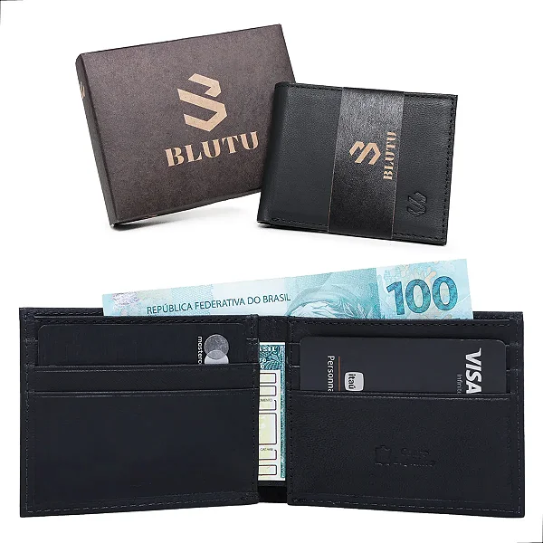 Carteira Masculina Porta Cartões E Cnh Slim Couro Legítimo